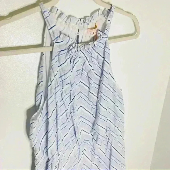 Rebecca Taylor Blue White Stripe Halter Neck Mini Dress Large - Picture 7 of 9